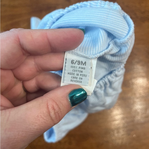 Squiggles Light blue striped 100% Pima cotton gray dog bubble size 6-9 months - Picture 4 of 8